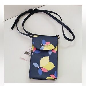 Kate Spade Blue and Yellow Leaf Crossbody Bag NWT